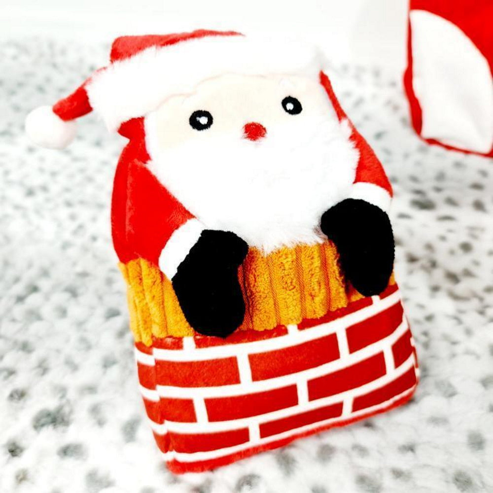 Santa In Chimney Dog Toy