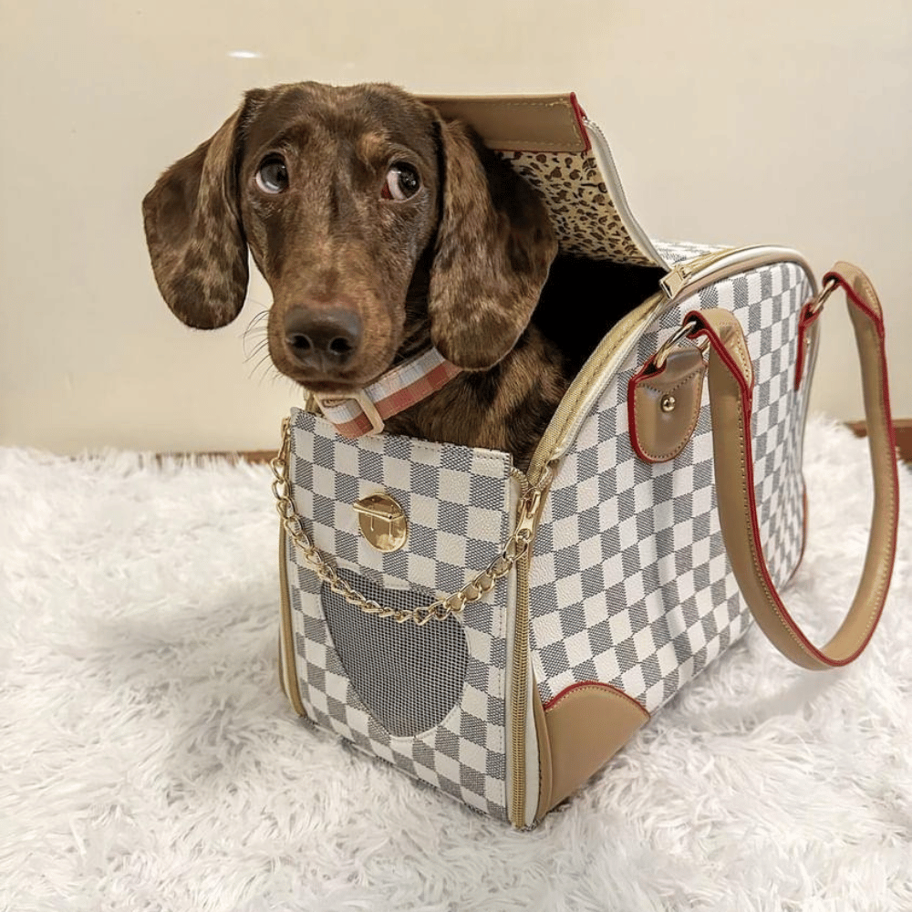 Luxe Checker Bowling Tote Dog Carrier