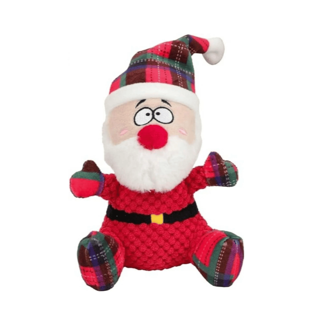 Santa Plush Plaid Dog Toy