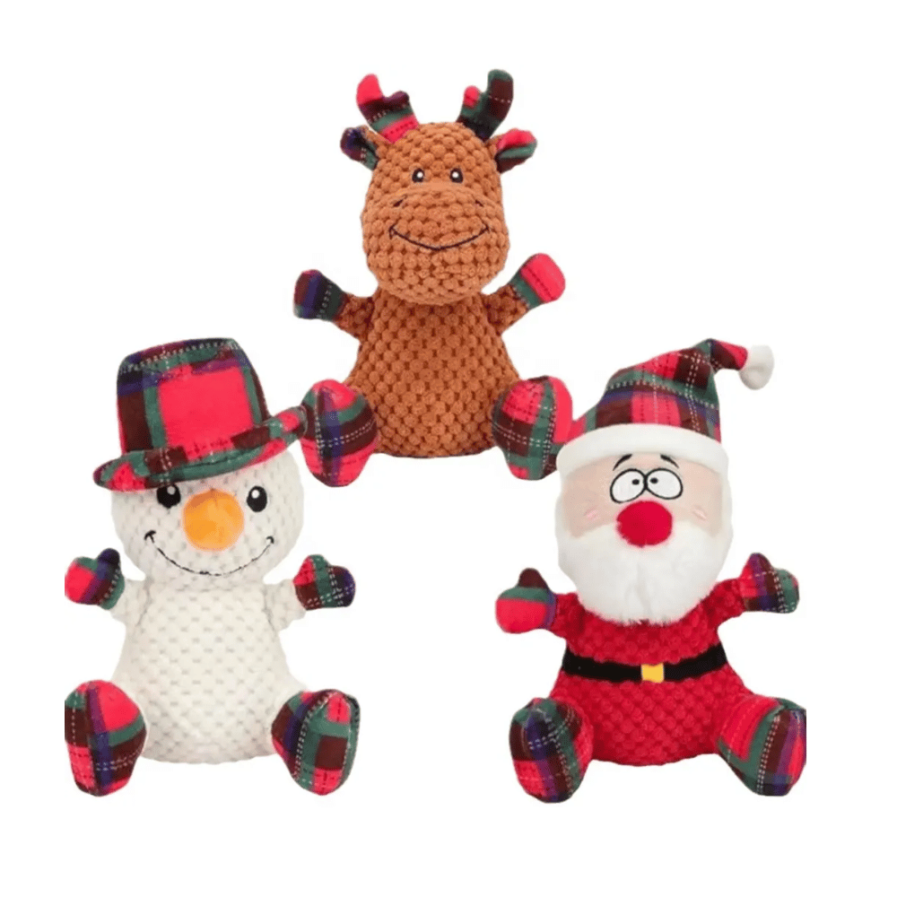 Reindeer Plush Plaid Dog Toy